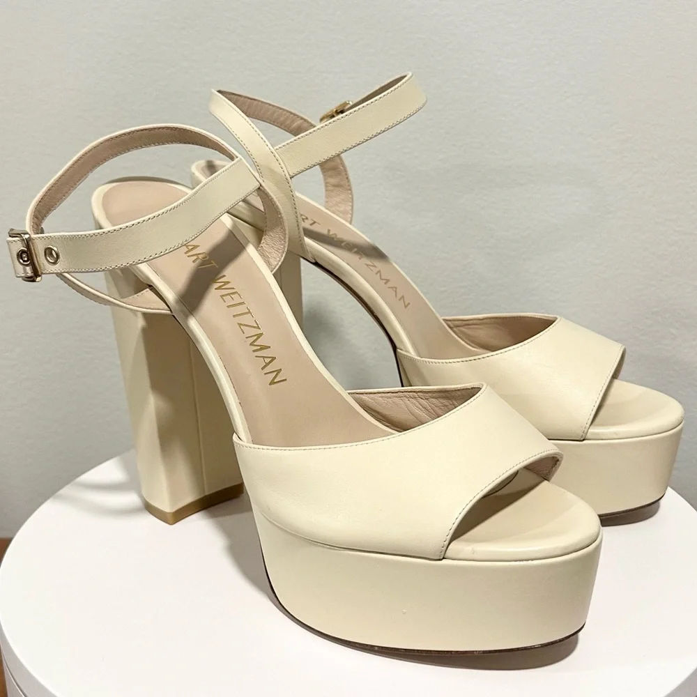 🌹STUART WEITZMAN🌹 Ryder Ankle-Buckle Platform Sandals Size: 10